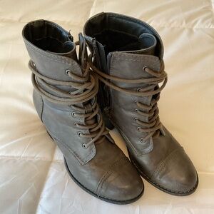 Gray Leather Women's Boots